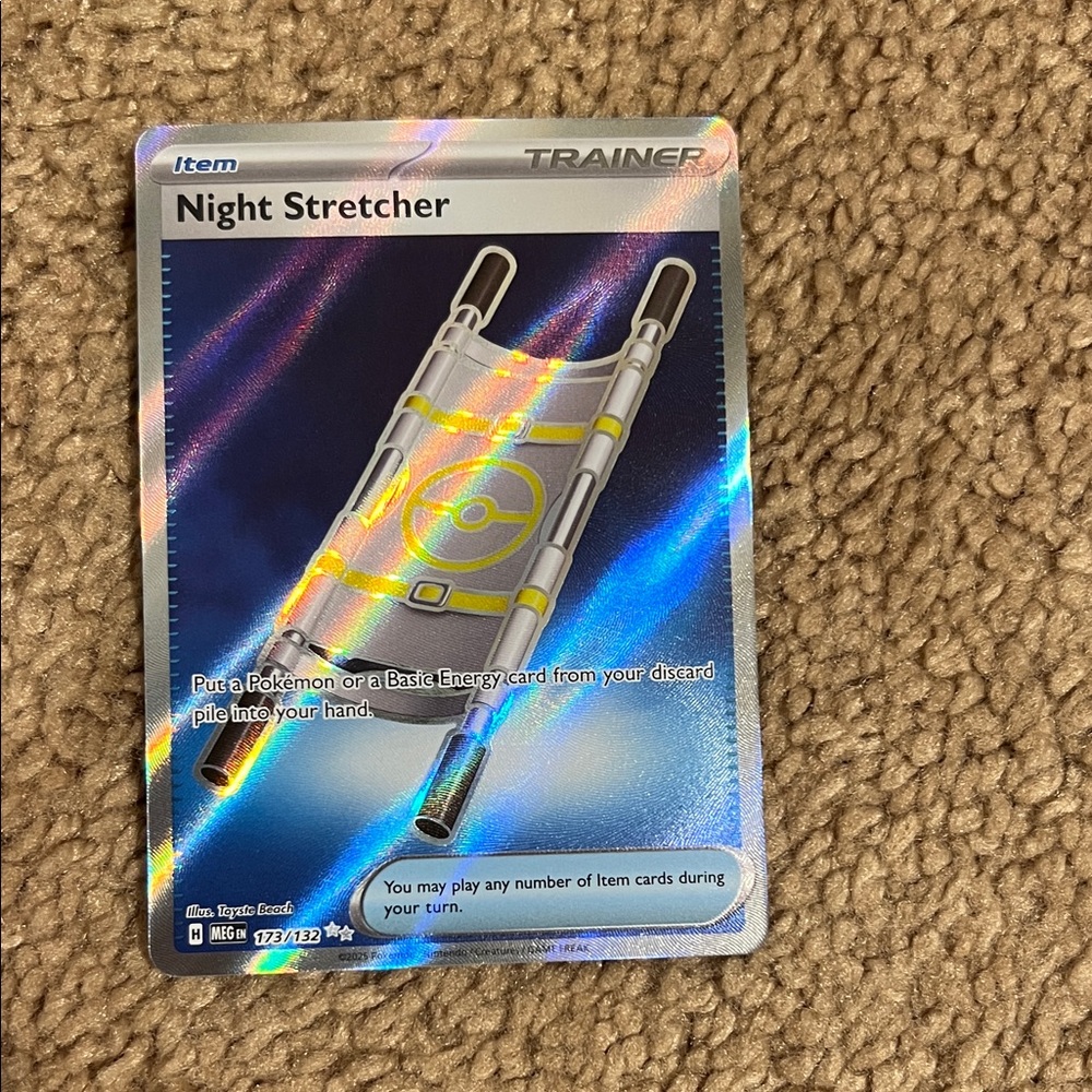 Pokemon Night Stretcher Trainer Holo Card - Blue, Silver, Yellow